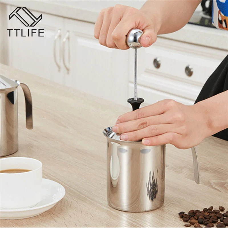 TTLIFE вспениватель молока из нержавеющей стали капучино Кофе Молоко сливки пенообразователь Двойная сетка вспениватель молока аксессуары для кофе 0.4L/0.8L