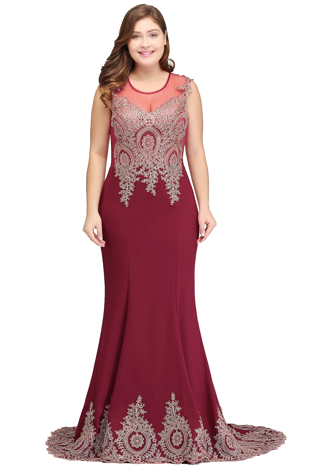 Vestidos De Festa Большие размеры длинные вечерние платья с аппликациями 2017 бордовые