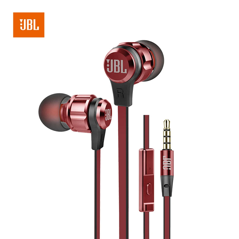 JBL T180A наушники 3,5 мм наушники Проводная стереогарнитура Handfree управление линией с микрофоном fone de ouvido fone jbl - Цвет: red