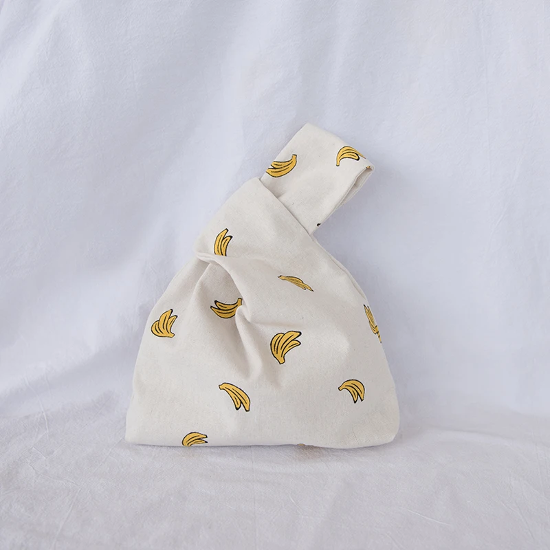 Canvas Japanese Style Banana Handbag Knotting Women Big Capacity