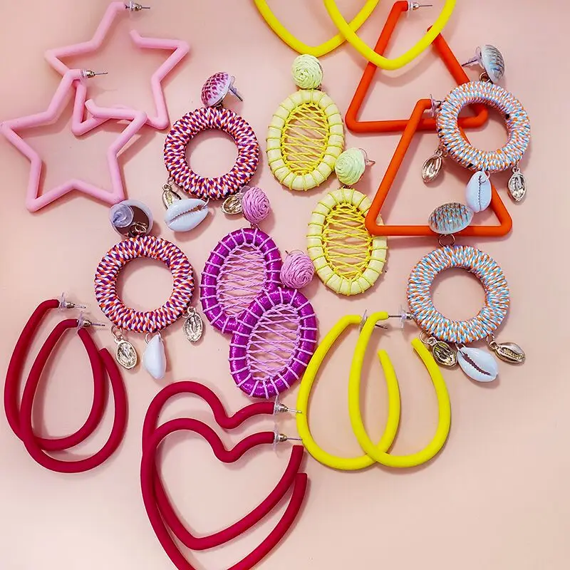 

JUJIA Big Acrylic Drop Dangle Earrings For Women Geometric Statement Earrings 2019 Fashion Jewelry Simple Korean Style Bijoux