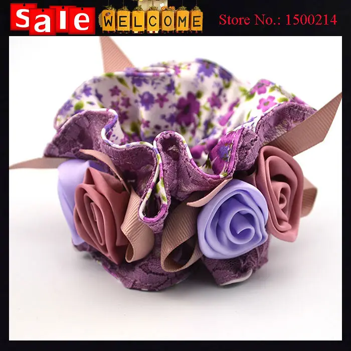 Big Rose String Flower Hair Bands for Women Girls Satin Elastic Rope Hair Clips Ponytail Lace Floral Headband Headwear Jewelry