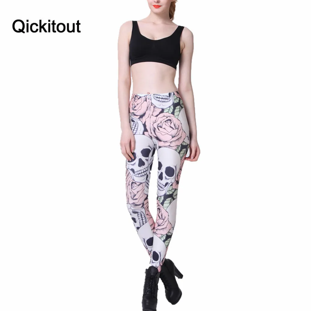 Hot New Fashion ROSE & SKULL Printed Female Fitness New