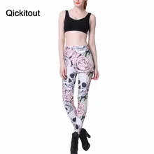 Hot New Fashion ROSE & SKULL Printed Female Fitness New Leggings Femininos Fashion Slim Elastic Pants Women Leggins Mujer