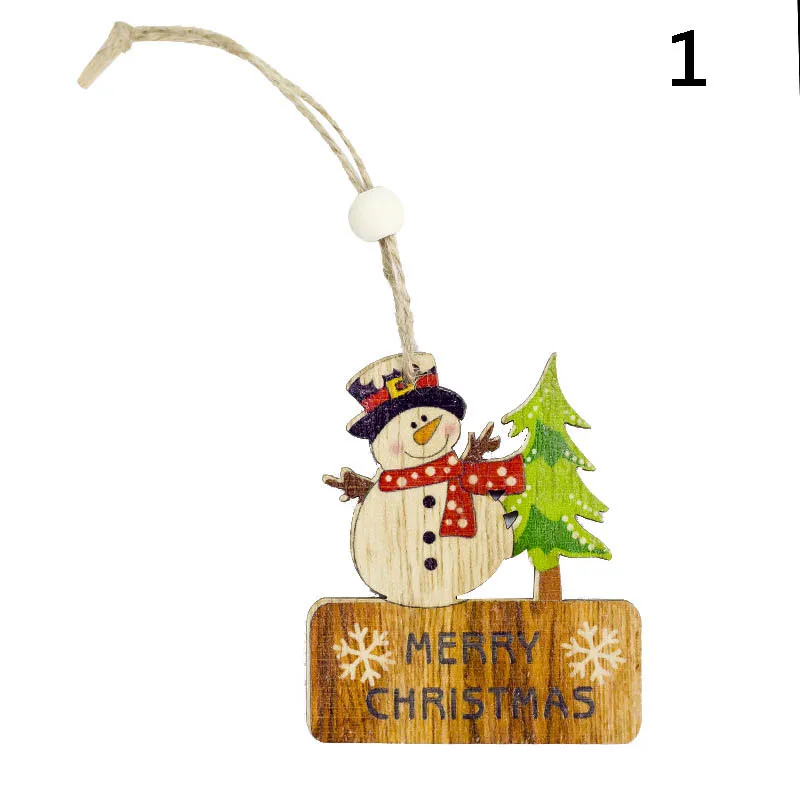 

Christmas Tree Wooden Pendants Ornaments Santa Snowman Home Decor Christmas Party Decorations XH8Z OC18