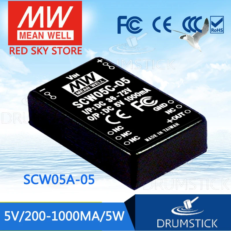 

MEAN WELL SCW05A-05 5V 1000mA meanwell SCW05 5V 5W DC-DC Regulated Single Output Converter