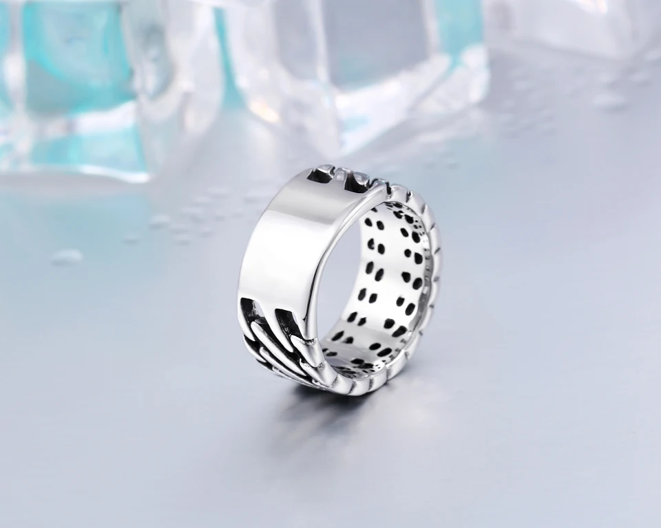 Man Wide Chain Knitting Ring Personality Exagerrated Stainless Steel Special Jewelry BR2018 US size