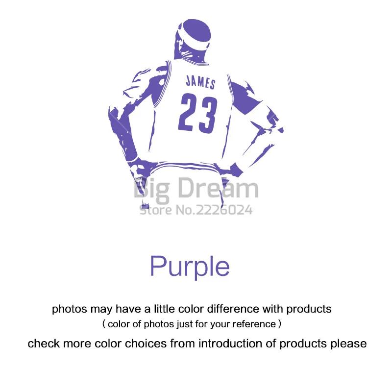 Дизайн, виниловые наклейки на стену NBA James, сделай сам, домашний декор, баскетболист, наклейки, спортивная звезда, для детской комнаты - Цвет: Фиолетовый
