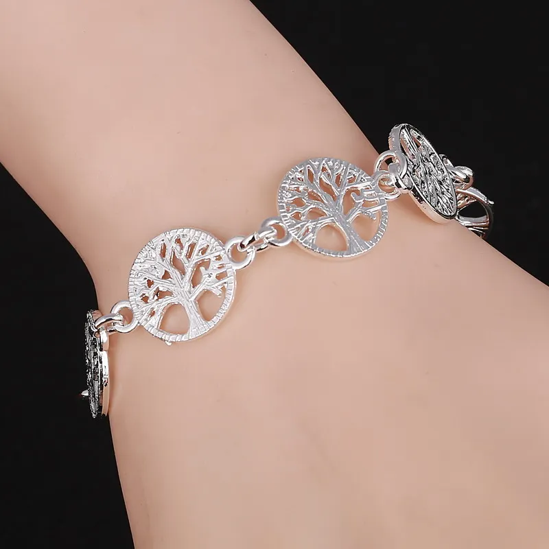 Браслет посеребренный браслет модное ювелирное изделие браслет дерево шарм браслеты для женщин ювелирные изделия