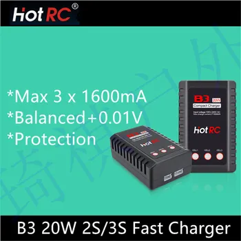 

1 Pcs HotRC B3 20W 2S 3S Lipo Battery Compact Easy Balance Charger for RC Helicopter US Plug/ EU Plug HOT RC 7.4V 11.1V