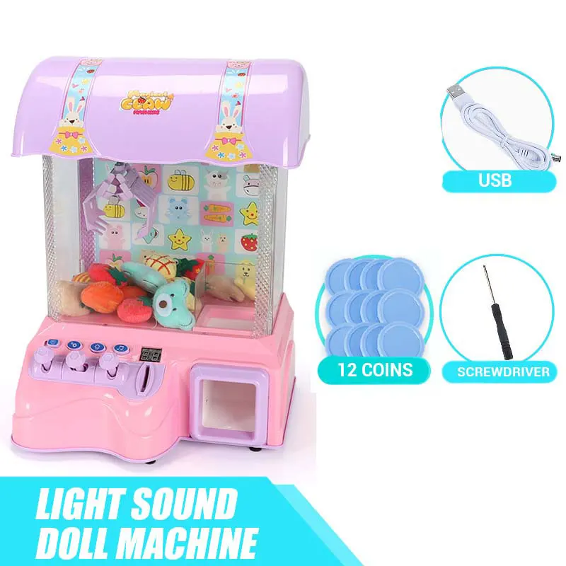 Children's Mini-catch Doll Machine Household Hanging Candy Clip Doll Toys Gashapon Game Coin Operated Game Doll Machine 8