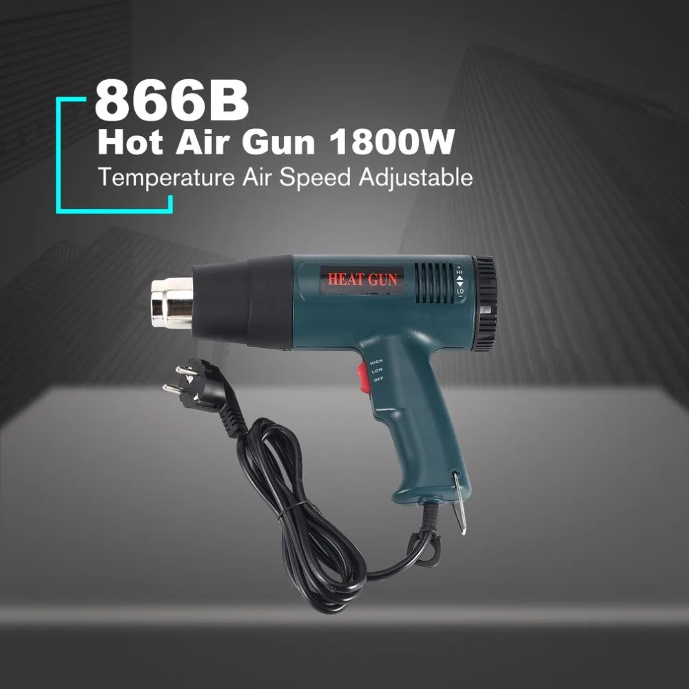 

866B 1800W EU Plug Electric Hot Air Heat Gun Temperature Fan Adjustable Shrink Wrap Paint Stripper Soldering Rework Tool Nozzle