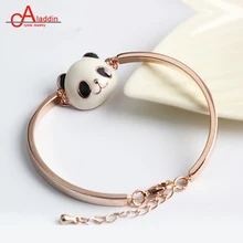 Аладдин топ красивый рисунок панды браслет из нержавеющей стали титановые животные браслет с медвежонком Мода Романтическая девушка ювелирный подарок