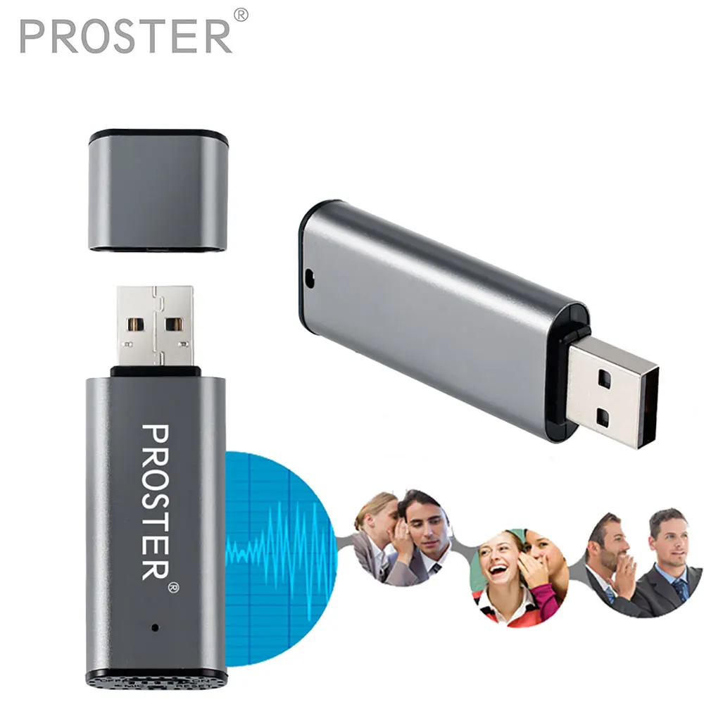 

Proster Rechargeable 8GB USB Digital Audio Voice Recorder With WAV Dictaphone USB 2.0 Drive Digital Audio/Sound/Voice Recorder