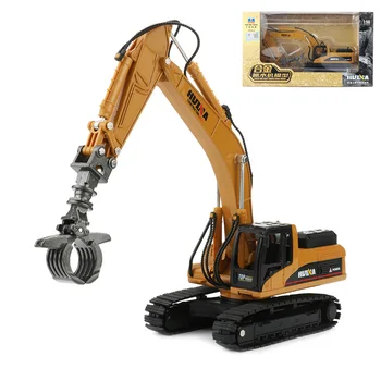 

HUI NA TOYS 1:50 Alloy Construction Trucks Toy Timber Grab Simulation Static Truck Model For Children