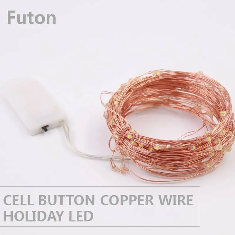 

Button Cell Operated DC6V Copper Wire Decorative LED Strip Holiday Light Fairy Garland For Christmas Tree Wedding Party
