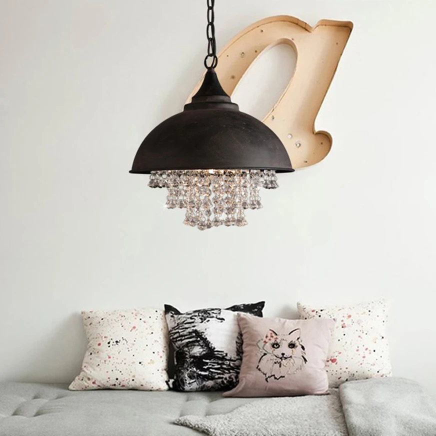 

led E27 Loft Iron Crystal LED Lamp LED Light.Pendant Lights.Pendant Lamp.Pendant light For Dinning Room Foyer Store