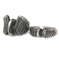 New Design Cool Wheel Wings Ring 316L Stainless Steel Large Size Mens Ring Fashion Punk Small Women Wings Ring 1