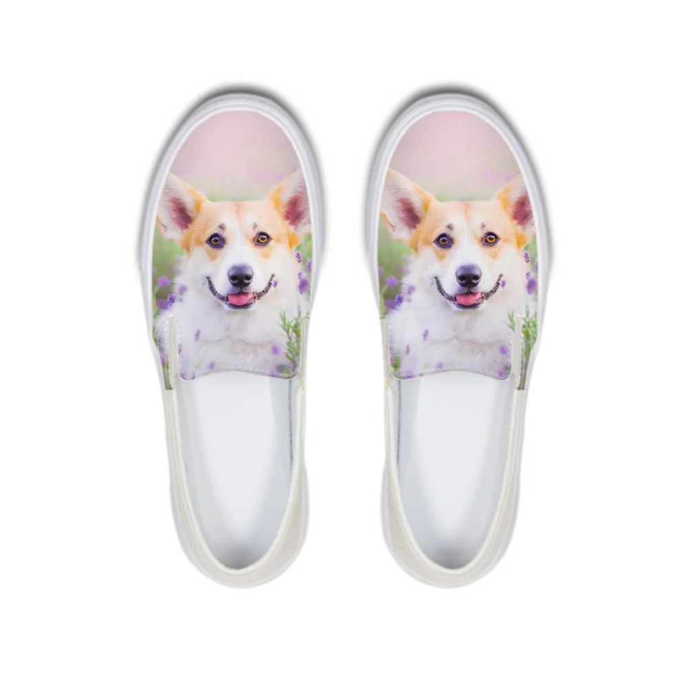 Cute Dog Print Wome Flat Shoes Women Flats Slip On Nurse Lazy Loafers Casual Ladies Shoes Girl Platform Sneakers Sapato Feminino