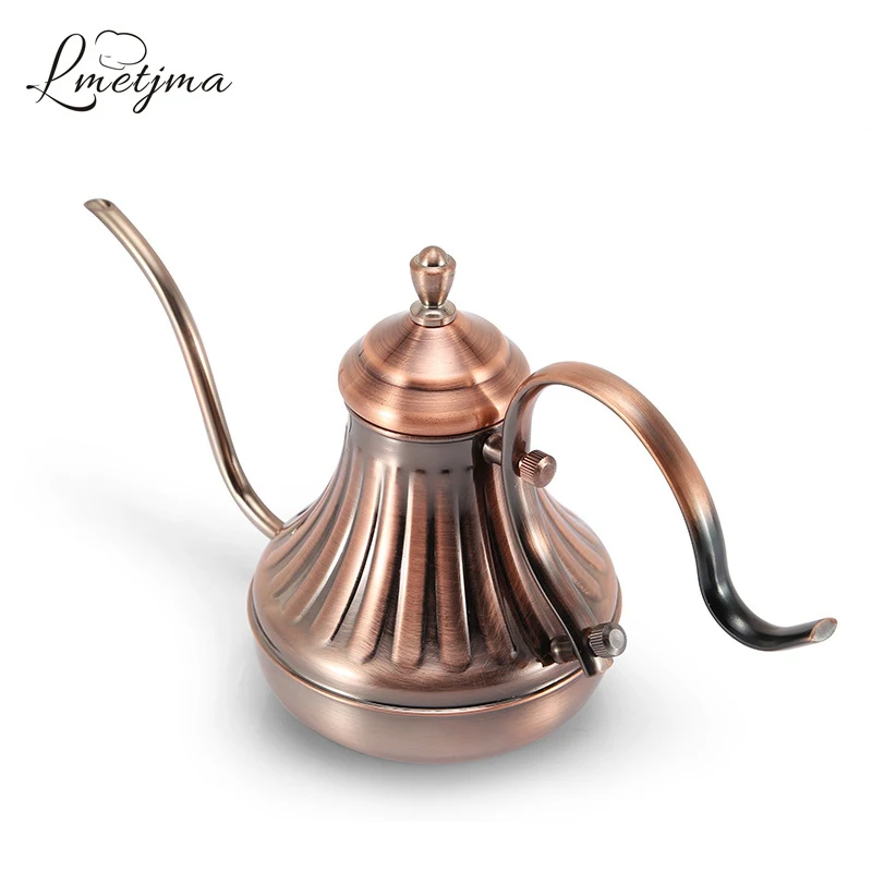 Goedkoop LMETJMA Roestvrij Staal Koffie Pot 420 ML 650 ML Koninklijke Koffie Druppelen Pot Fijne Mond Koffie Pot Lange Zwanenhals Uitloop giet KC0062