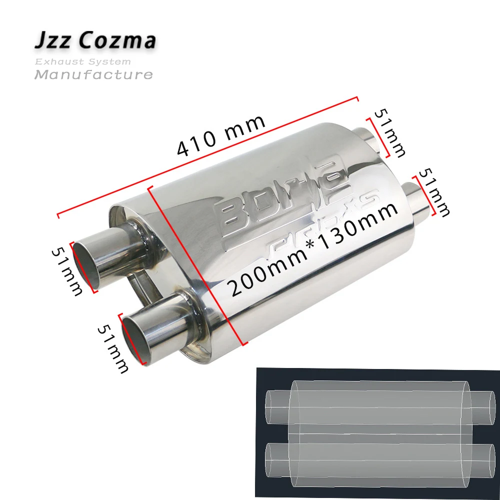 Универсальный резонатор выхлопных газов JZZ SS201 2 дюйма Y образный толщина 1