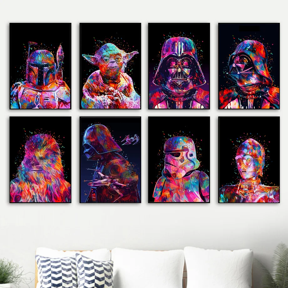 

Star Wars Darth Vader Yoda Robot Nordic Posters And Prints Wall Art Canvas Painting Wall Pictures For Living Room Home Decor