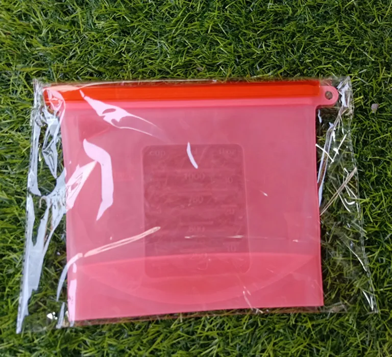 Многоразовые силиконовые пакеты для сохранения пищи герметичное уплотнение Морозильный холодильник контейнер для хранения продуктов универсальные кухонные сумки - Цвет: Красный