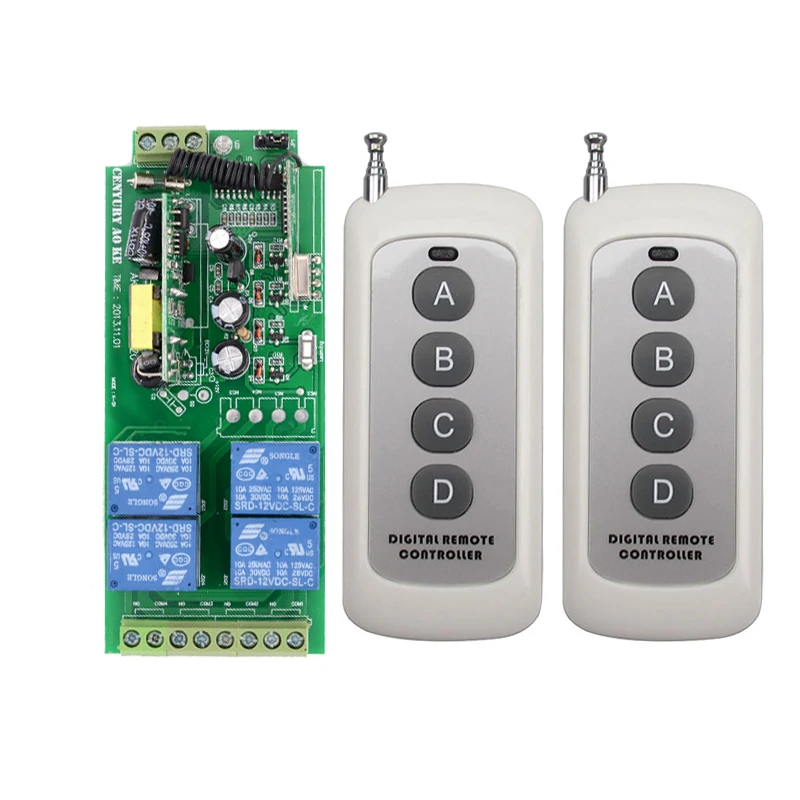 

AC85v~250V 110V 230V 4CH Wireless Remote Control Switches 220V Relay Output Radio RF Transmitter And 315Mhz /433Mhz Receiver
