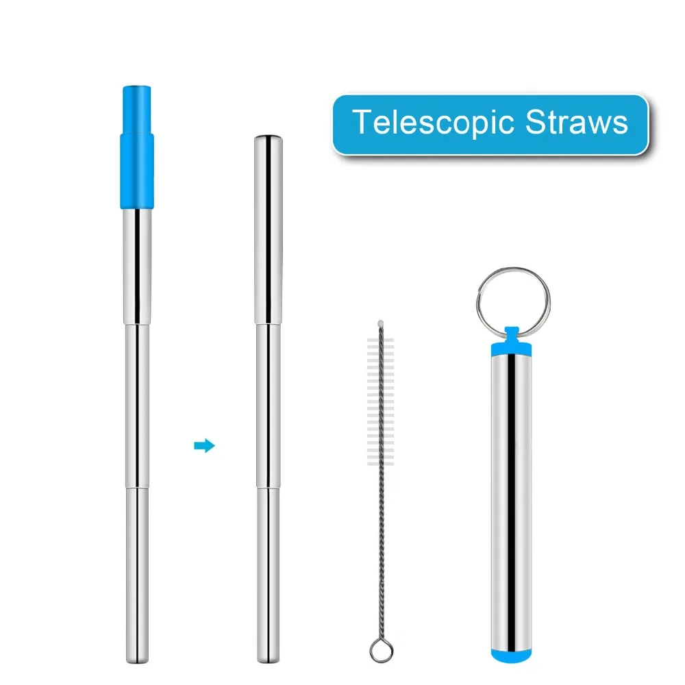 FUHAIHE 100 шт./лот многоразовая Питьевая солома из Нержавеющей Стали Портативная прямая металлическая соломинка Телескопический питьевой инструмент вечерние аксессуары для бара