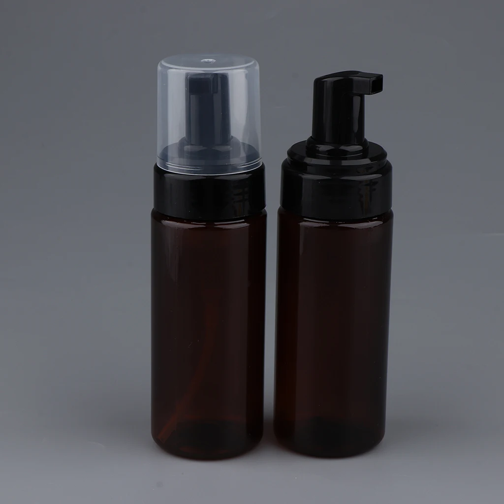 2pcs Foaming Soap Dispenser Amber Bottle Makeup Cosmetic Pump Bottles 150ml Brown