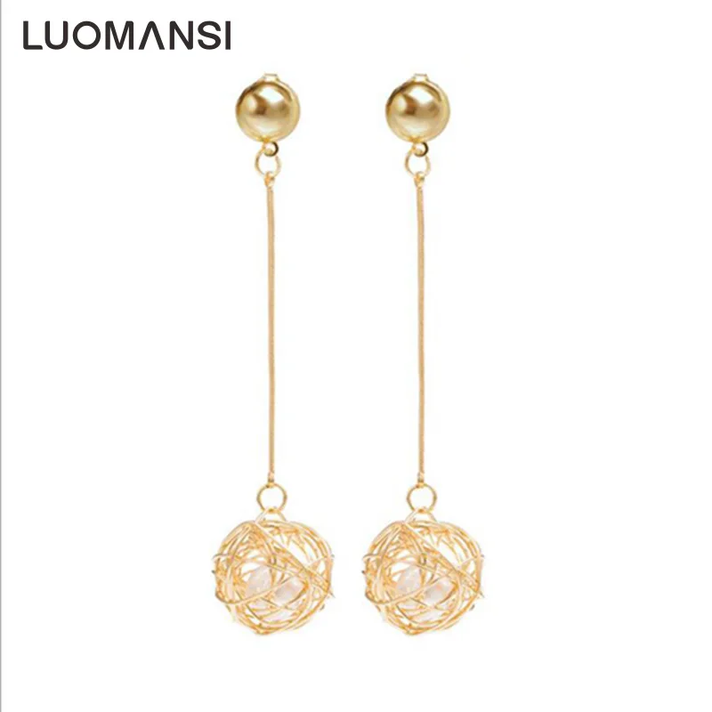 

Luomansi European And American Fashion Pearl Earrings Openwork Pendant Earring In Drop Earrings Ball For Flower Jewelry