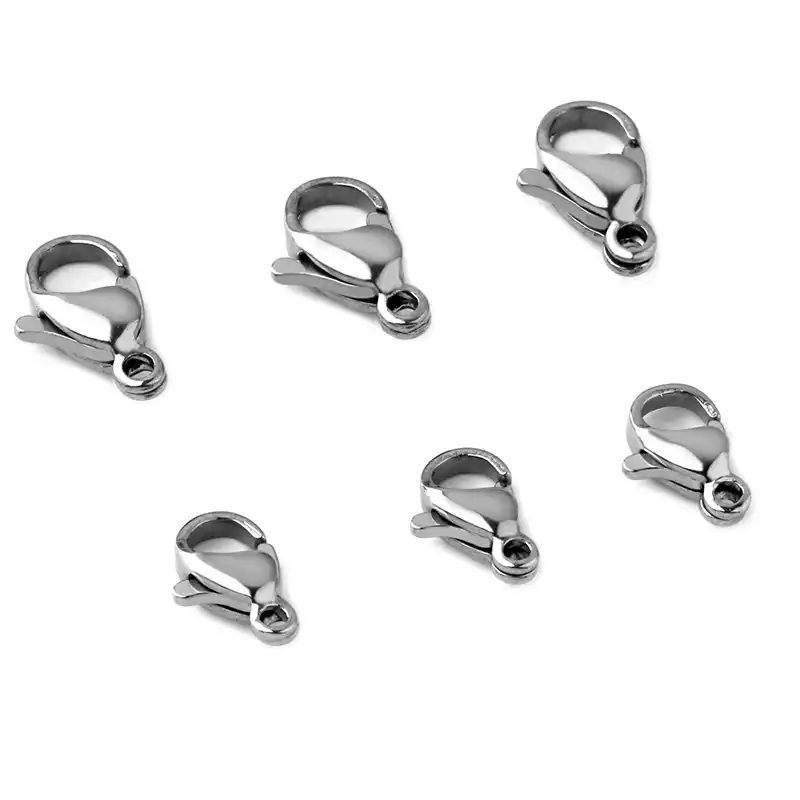 SJUNJIE 120 Piezas Cierre de Pinza de Langosta 12mm Broches de Garra de Langosta de Bricolaje de Langosta Mosquet/óns Accesorios para Artesanales Collar Pulsera broches DIY Plata
