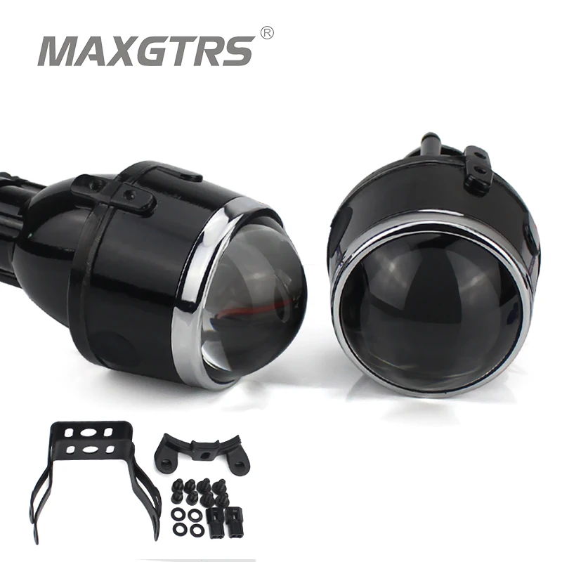 2x Universal HID Bi xenon Fog Lights Projector Lens Driving font b Lamps b font Retrofit