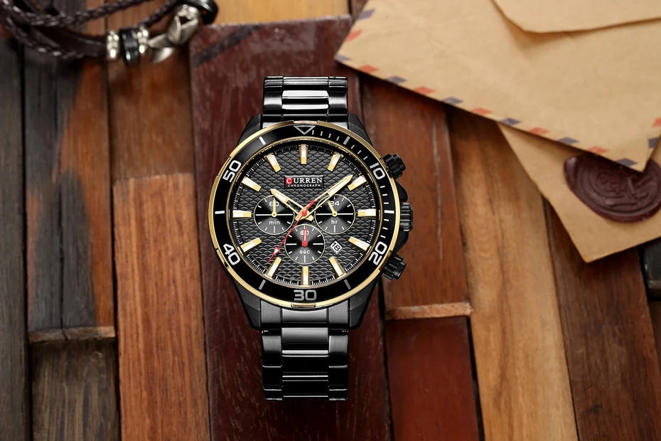 Curren Мужские часы от ведущего бренда, Роскошные Кварцевые военные часы из нержавеющей стали, наручные мужские часы с хронографом, наручные часы с датой 8309
