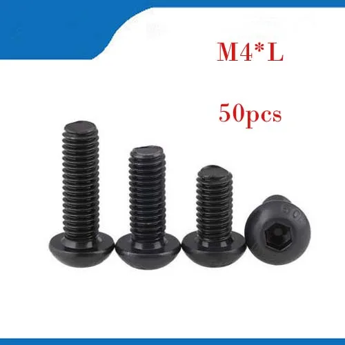 

M4 screw 50Pcs Steel M4 Screws Hex Socket Round Head Cap Black Screw Wood Furniture Fastener Bolt M4 *6mm/8mm/10mm/12mm