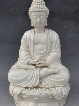

15" Famous Dehua White Porcelain sakyamuni Shakyamuni Tathagata Buddha Statue