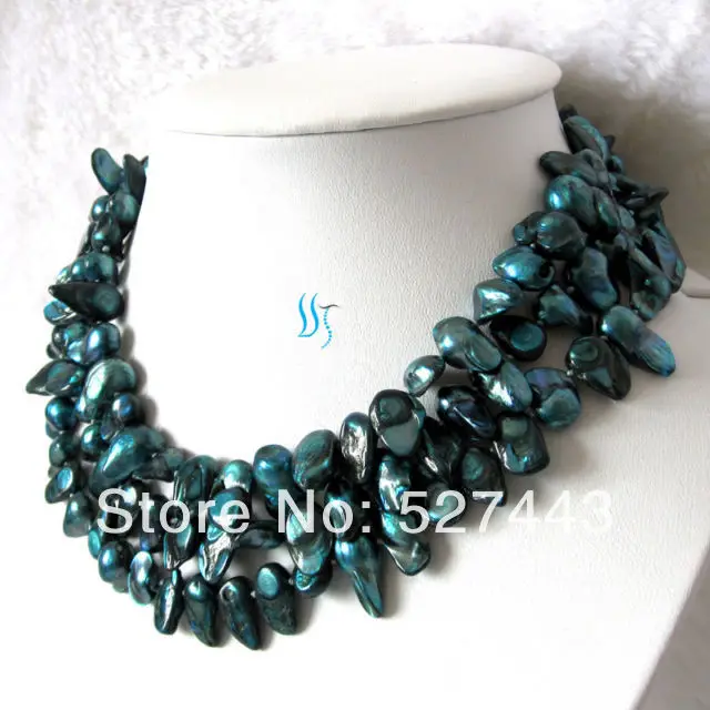 

Wholesale free shipping >>49 Inches 7-8mm Teal/Blue Baroque Freshwater Pearl Necklace J, Teal Necklace