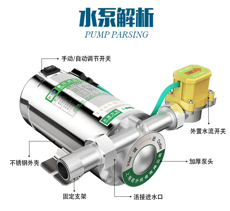 Обновление бытовой нержавеющей стали автоматический домашний Душ Стиральная вода бустер насос 18л/м Циркуляционный насос для воды CY-120A
