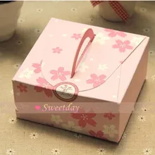 Ручной портативный розовый цветки сакуры, японской вишни украшения торт, коробка, шоколад десерт коробки для печенья печенье пакет
