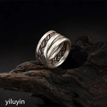 

KJJEAXCMY boutique jewelryar S925 Sterling Silver Thailand personality exaggerated handwoven knitted twist opening lady ring