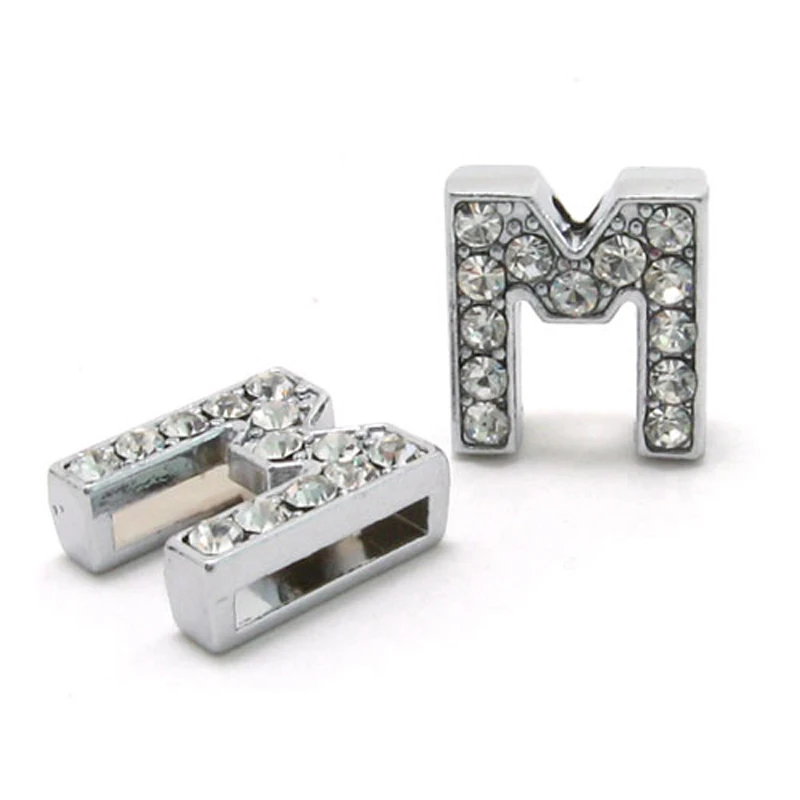 10 мм Стразы с ползунами буквы A-Z можно выбрать каждую букву(20 шт./лот) подходит для DIY браслета и браслета LSSL02-A-Z* 20 - Окраска металла: M
