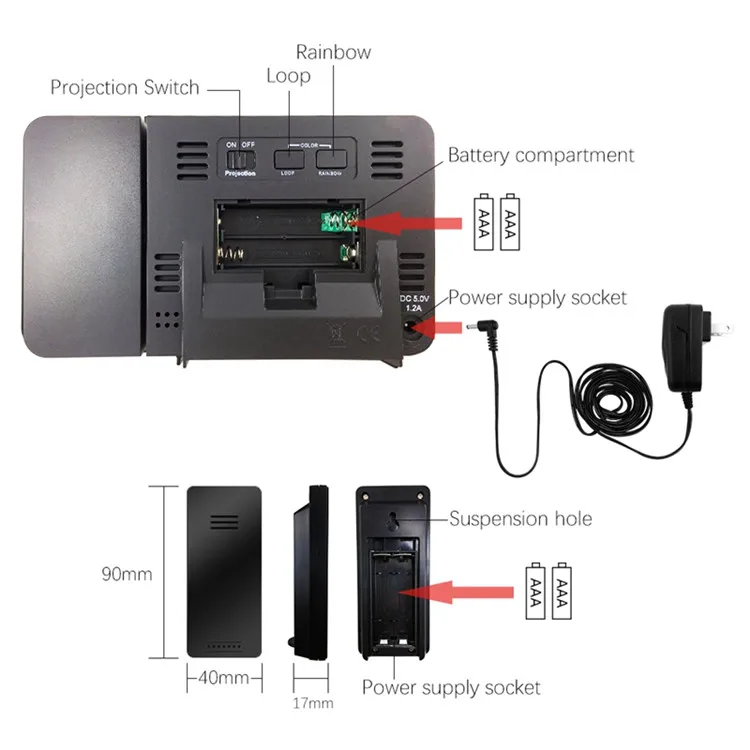 Радио Contraolled проекционная Метеостанция цветной ЖК-дисплей USB погоды, беспроводной датчик наружной температуры