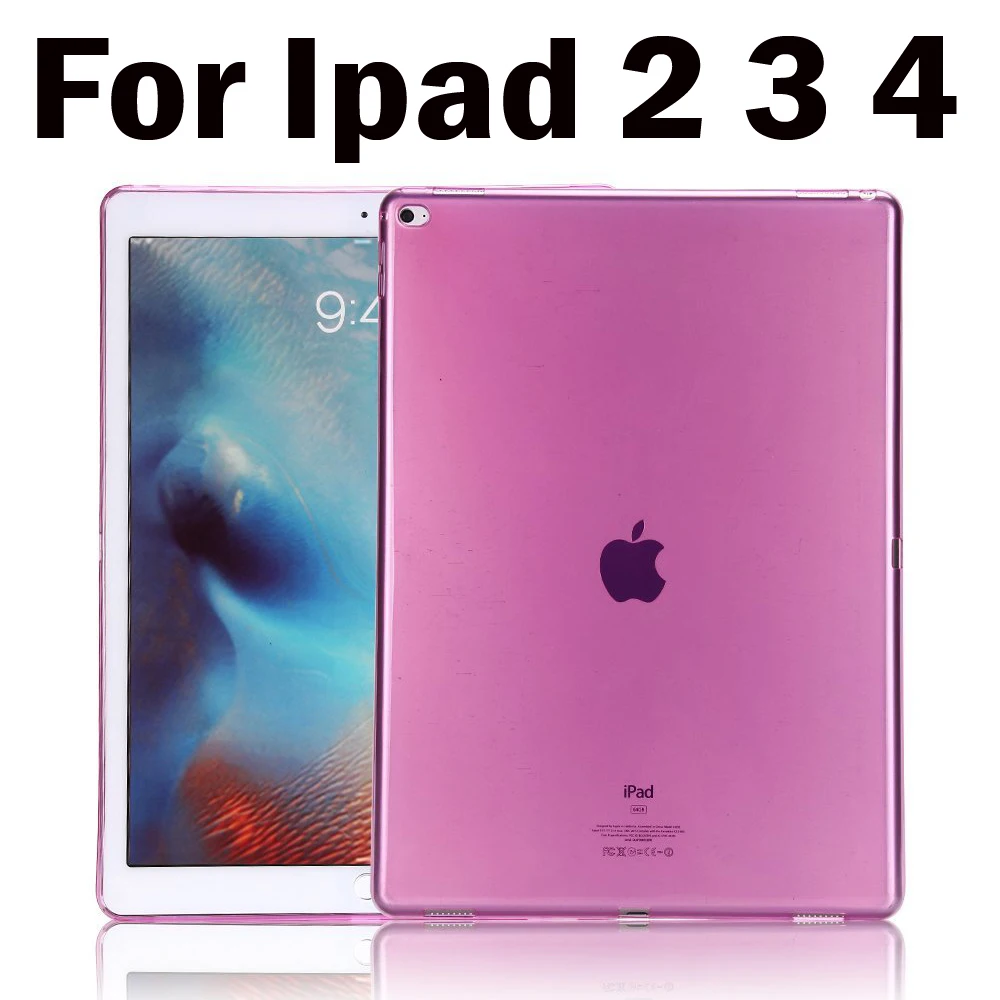 Для Apple iPad 2/3/4 прозрачный чехол Мягкий силиконовый чехол задняя крышка из ТПУ защитный чехол для планшета в виде ракушки для iPad Mini 1 2 3 - Цвет: Pink for Ipad 2 3 4