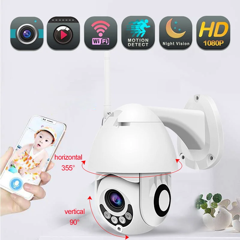  WiFi IP Telecamera di Sicurezza-1080 P Esterna Impermeabile Senza Fili PTZ Della Macchina Fotografi