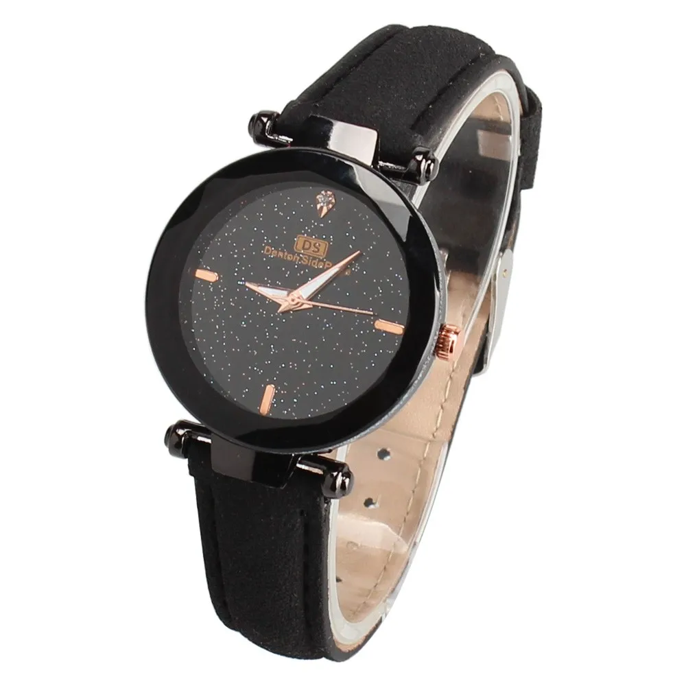 Женские часы люксовый бренд кожаный ремешок Высокое качество Золотой браслет кварцевые часы для женщин платье наручные часы женские часы A40 - Цвет: Black