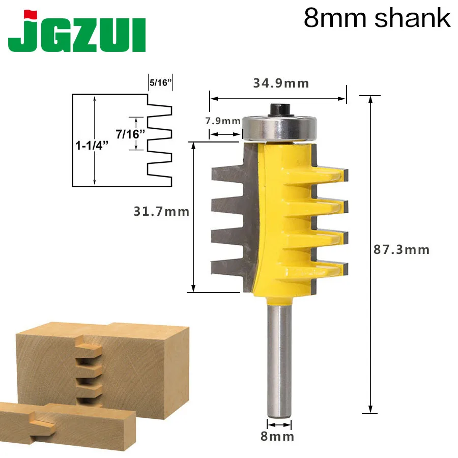  8Shank Rail Reversible Finger Joint Glue Router Bit Cone Tenon Woodwork Cutter Power Tools Wood Rou