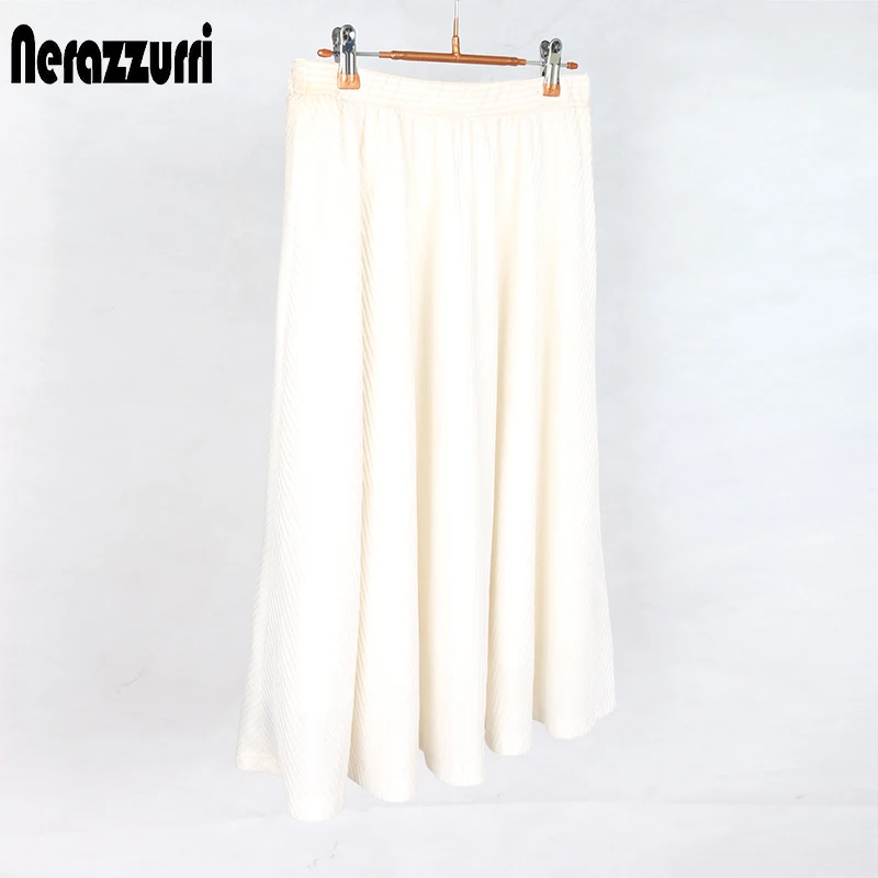 Nerazzurri плиссированная юбка миди женская летняя уличная одежда для дам эластичная талия линия спандекс белого размера плюс юбки 5xl 6xl 7xl