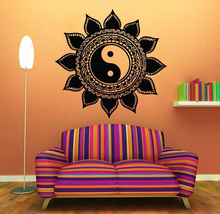 Mandala Wall Sticker Rumah Decal Yoga Meditasi Buddha Yin Yang Floral Vinyl Decal Wall Art Mural Home Decor Dekorasi D175 Home Decor Decorative Decorativevinyl Decal Aliexpress