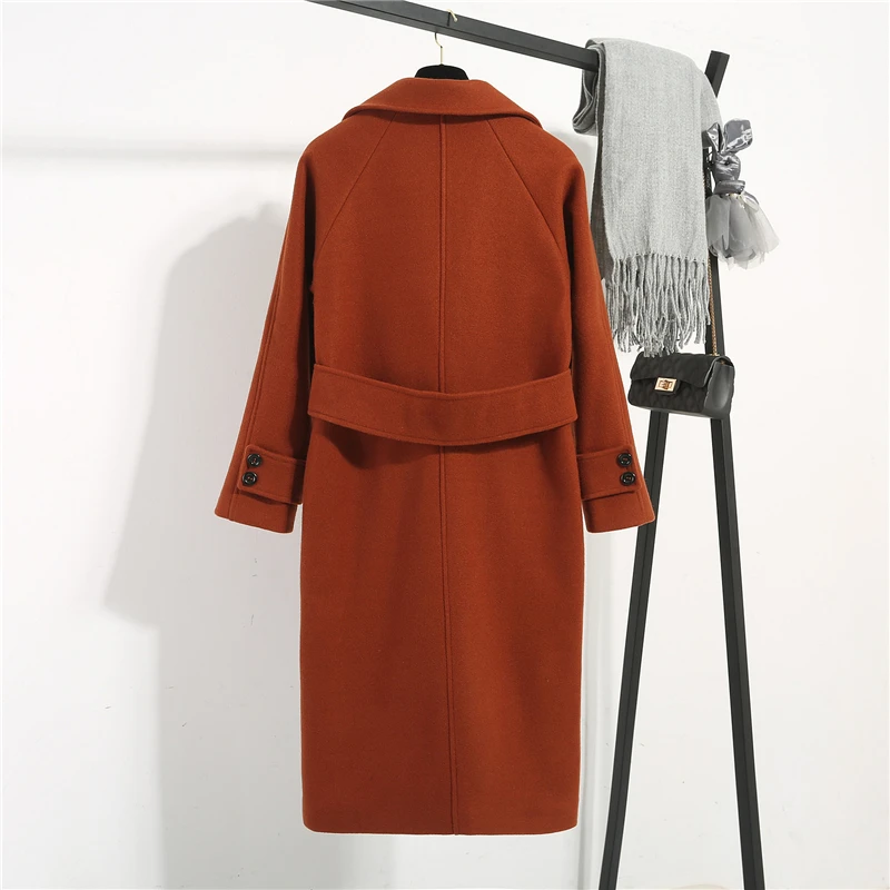 Зимнее шерстяное Женское пальто корейские новые однобортные шерстяные куртки женские плотные теплые шерстяные пальто женские длинные свободные пальто