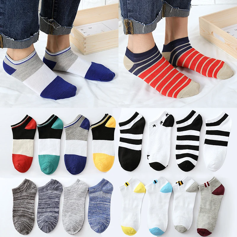 

LNRRABC 2018 High Quality Cotton Hot Sale Invisibility Breathable Men 1Pair Striped ankle socks Comfortable Korean Popular